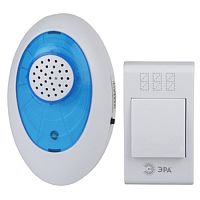 Звонок беспроводной A01 аналоговый белый с синим (овал), 32 мелодии, ЭРА, Б0019873 Звонок беспроводной A01 аналоговый белый с синим (овал), 32 мелодии, ЭРА, Б0019873