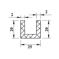 Швеллер алюминиевый 20х25х20х2,0 мм - 2,0 м Швеллер алюминиевый 20х25х20х2,0 мм - 2,0 м
