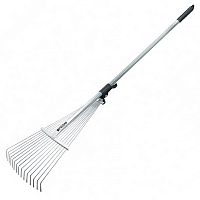 Грабли веерные раздвижные стальные, 15 зубьев, 190-520х1200-1500 мм, стальной черенок, 6175655 Грабли веерные раздвижные стальные, 15 зубьев, 190-520х1200-1500 мм, стальной черенок, 6175655