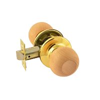 Ручка межкомнатная 6873 SB/WE светлое дерево/золото шар /6/24 Ручка межкомнатная 6873 SB/WE светлое дерево/золото шар /6/24