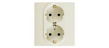 Розетка двойная, открытой установки с заземлением, 2х2P+E Schuko, слоновая кость, ЭРА, 11-2205-02 Розетка двойная, открытой установки с заземлением, 2х2P+E Schuko, слоновая кость, ЭРА, 11-2205-02