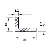 Уголок алюминиевый 20х10х1,2 мм - 2,0 м Уголок алюминиевый 20х10х1,2 мм - 2,0 м