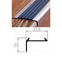 Порог АЛ-259-С 2,0 м противоскольз., Угол алюминевый с резиновой вставкой 37,5X23 Порог АЛ-259-С 2,0 м противоскольз., Угол алюминевый с резиновой вставкой 37,5X23