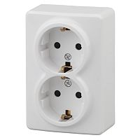 Розетка двойная, открытой установки с заземлением, 2х2P+E Schuko, белый, ЭРА Эксперт, 11-2205-01 Розетка двойная, открытой установки с заземлением, 2х2P+E Schuko, белый, ЭРА Эксперт, 11-2205-01