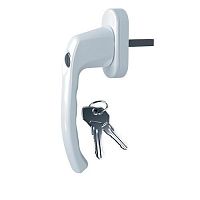 Ручка оконная с ключом и кнопкой белая 2032/4/37 Ручка оконная с ключом и кнопкой белая 2032/4/37
