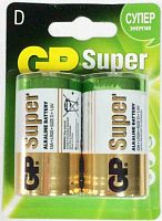 Батарейка GP бочонок большой Super 13A LR20/373 BL2, в блистере (2 шт.), 10287 Батарейка GP бочонок большой Super 13A LR20/373 BL2, в блистере (2 шт.), 10287
