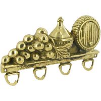 Вешалка "БОЧКА" 10х19 латунь полированная, 4 крючка, 00076 Вешалка "БОЧКА" 10х19 латунь полированная, 4 крючка, 00076