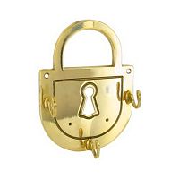 Вешалка "ЗАМОК" 10х13,5 латунь полированная, 3 крючка, STILARS, 00074 Вешалка "ЗАМОК" 10х13,5 латунь полированная, 3 крючка, STILARS, 00074