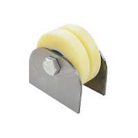 Ролик капролон d=50 мм под трубу d=15 мм (1/2") на пластинах, К2523 Ролик капролон d=50 мм под трубу d=15 мм (1/2") на пластинах, К2523