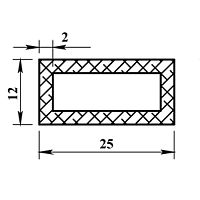 Труба алюминиевая прямоугольная 12х25х2,0 мм - 2,0 м Труба алюминиевая прямоугольная 12х25х2,0 мм - 2,0 м